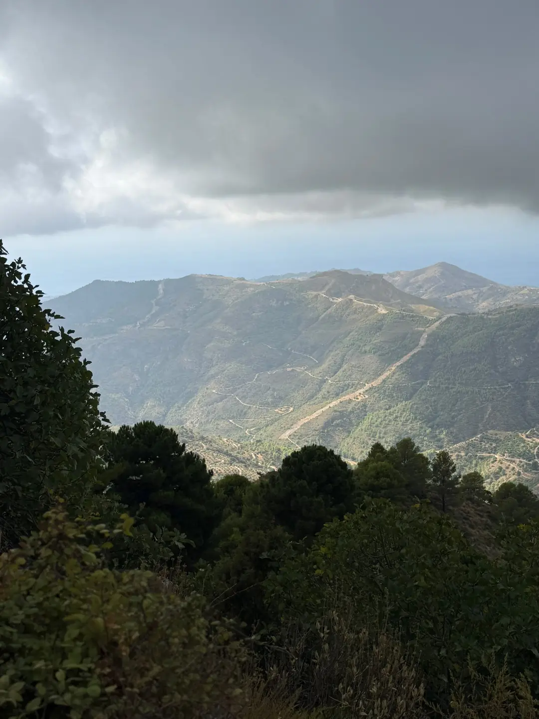 Mountain ridges and valleys stretching to the Mediterranean on the Costa Tropical