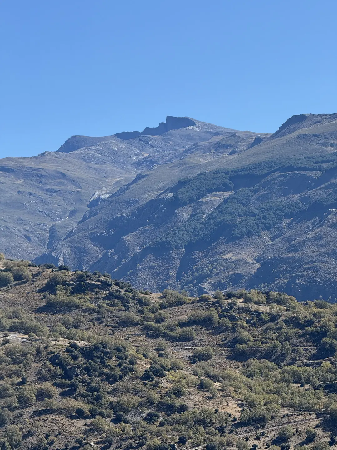 View of the high peaks of the Sierra Nevada from the off-road route